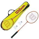Wilson Badminton-Set, Gear Kit, Unisex, Inkl. 2 Badminton-Schläger, 2 Federbällen aus Kunststoff und 1 Tragetasche, Orange/Gelb,...