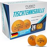 PHIBER-SPORTS Premium Tischtennisbälle - 3 Stern 40+ [24 Stück] Orange – Perfekte Spieleigenschaften - Ideal für Anfänger,...