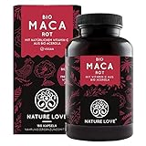 NATURE LOVE® Bio Maca Rot - 180 Kapseln - 3000mg pro Tagesdosis (entspricht 12.000mg Maca Wurzel) - Mit natürlichem Vitamin C -...