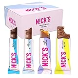 NICKS Schokolade Keto Riegel Chocolate Mix mit Schokoriegel ohne Zuckerzusatz, Glutenfrei, Low carb Süßigkeiten (12 Snacks bars)