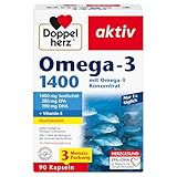 Doppelherz Omega-3 1400 mg - Hochdosiertes Omega-3-Konzentrat plus Vitamin E - Hoher Gehalt an Omega-3-Fettsäuren EPA & DHA - 90...