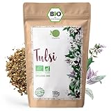 ORIGEENS BIO TULSI 100g | Indisches Basilikum, getrocknete Blätter | Bio Tulsi Tee lose ohne Teein, Anti-Stress Tee und Ayurveda...