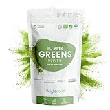 BIO Super Greens Pulver 200g - Veganes Superfood für Vitalität & Wohlbefinden - Mit Matcha, Chlorella, Maca, Guarana, Leinsamen,...