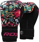 RDX Boxhandschuhe Frauen Damen, Kickboxen Muay Thai Sparring, Blumen Rosa Schwarz Boxing Gloves Women, Kampfsport MMA Boxsack...