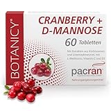 BOTANICY Cranberry + D-Mannose - Unterstützt Blase & Harnwege - PACRAN® Cranberry-Pulver, Vitamin C und D3, Kürbissamen &...