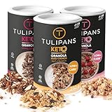 Tulipans Keto Granola ohne Zucker | 3 Sorten Crunch Protein-Müsli Low Carb | 85% weniger Kohlenhydrate als herkömmliche Müslis...