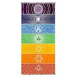 ANPPEX Yogamatte Handtuch 7 Chakra Regenbogenfarben Multifunktional Baumwolle Strandtuch Teppich Badetuch Mandala