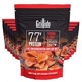 Grillido Protein Chips | 77% Eiweiß Nur 9% Fett | Der Eiweißreichste Snack der Welt (Paprika & Chili), 10 x 25 g