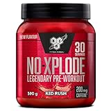 BSN N.O.-Xplode Pre Workout Pulver, Nahrungsergänzungsmittel mit Koffein, Aminosäuren, Vitamin C und Zink, Red Rush, 30...