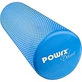 POWRX Yoga Rolle Blau 90 x 15 cm - Pilates-Rolle, Schaumstoff Rolle, Foam-Roller, Faszien-Training, Selbstmassagerolle