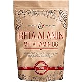 Beta Alanin Pulver - 500g hochwertiges Beta Alanine Pulver mit Vitamin B6 - Empfehlenswert gegen Müdigkeit - Vegan - Beta Alanin...