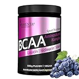 BIOMENTA BCAA Pulver – Premium Aminosäuren Komplex vegan - 500g mit Dosierlöffel – Geschmack: Traube - L-Leucin +...