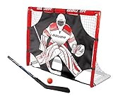 BAUER - Street Hockey Goal Set inkl. Shooter, Schläger & Ball I Outdoor-/Indoor-Tor I Tor mit Puckwand I PVC-Rahmen I Tor für...