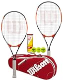 Wilson Fusion XL Tennisschläger Twin Set mit Wilson Advantage Schlägertasche und 3 Championship Tennisbällen