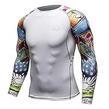 FIRSS-T-Shirts Herren Pullover Weiß Lang Funktionsshirt Sport Fitness Kompressionsshirt Atmungsaktiv Laufshirt Jogging Yoga...