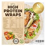High Protein Wraps low carb, 8 Protein Tortilla 320 g mit 18% Protein aus 3 Eiweißquellen, vegan & kohlenhydratarm, Low Carb...