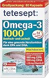 tetesept Omega-3 1000 - Seefisch- und Lachsöl Kapseln - Hochdosierte Omega 3 Fettsäuren DHA,EPA & Vitamin E -...