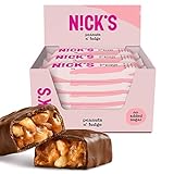NICKS Keto Riegel Peanuts n fudge, Schokolade Erdnüsse Karamell Snacks, 175 Kalorien, 3,9 Net carbs, ohne Zuckerzusatz,...