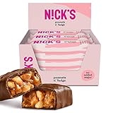 NICKS Keto Riegel Peanuts n fudge, Schokolade Erdnüsse Karamell Snacks, 175 Kalorien, 3,9 Net carbs, ohne Zuckerzusatz,...