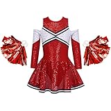 Jowowha Mädchen Cheer Leader Cheerleading Kostüm Schulmädchen Uniform Karneval Fasching Party Halloween Kostüm Kleid mit...