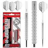 RED DRAGON Javelin Steel Dartpfeile 22 Gramm Profi Steeldarts Set, 3 x Steel Darts mit Flights und Schäfte