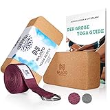 NAJATO Sports Yoga Block Kork 2er Set – Wahlweise mit Yoga Gurt – Yoga Klotz inkl. E-Book (PDF Datei) – Yogaklotz für Yoga...