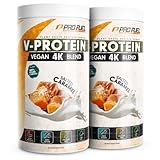 Veganes Proteinpulver SALTED CARAMEL 2x750g – V-Protein 4K Blend - Unglaublich lecker & cremig - Aus Sonnenblumen, Soja,...