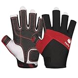 FitsT4 Sports Kajak Handschuhe 3/4-Finger gepolsterte Handfläche Mesh Rücken für Komfort Perfekt zum Segeln, Paddeln,...
