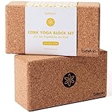 BREEVIN Yoga Block Kork 2er Set - Ökologisch und Schadstofffrei - Rutschfeste, Stabile und Ergonomische Yogablöcke - Zubehör...