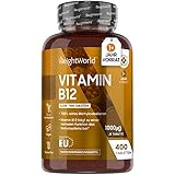 Vitamin B12 1000µg Tabletten - 400 Stück - Methylcobalamin B12 - Vegan & Vegetarisch - 1 Vit B12 Tablette alle 2 Tage -...