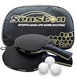 Senston Tischtennis Schläger Set, Profi 2 Tischtennisschläger und 3 Tischtennis-Bälle, Ideal für 2 Spieler