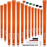 SAPLIZE Golfgriffe, 13er-Set mit komplettem Regripping-Kit, Standardgröße, Golfschlägergriffe aus Gummi, Orange